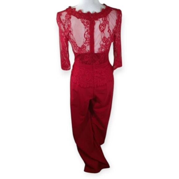AMAZON RED LACE BODICE JUMPSUIT SZ.S EUC. - Picture 6 of 8